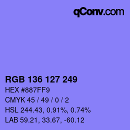 Color code: RGB 136 127 249 | qconv.com