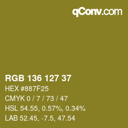 Color code: RGB 136 127 37 | qconv.com