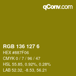 Color code: RGB 136 127 6 | qconv.com