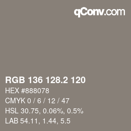 Color code: RGB 136 128.2 120 | qconv.com