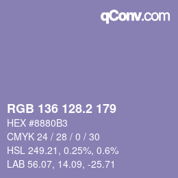 カラーコード: RGB 136 128.2 179 | qconv.com