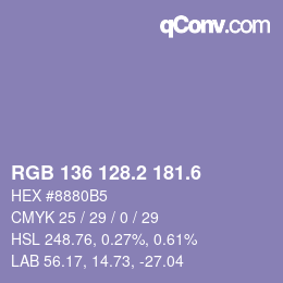 カラーコード: RGB 136 128.2 181.6 | qconv.com