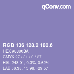 カラーコード: RGB 136 128.2 186.6 | qconv.com
