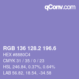 カラーコード: RGB 136 128.2 196.6 | qconv.com