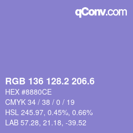 カラーコード: RGB 136 128.2 206.6 | qconv.com