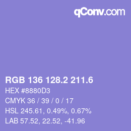 カラーコード: RGB 136 128.2 211.6 | qconv.com