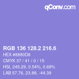 カラーコード: RGB 136 128.2 216.6 | qconv.com