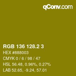 カラーコード: RGB 136 128.2 3 | qconv.com