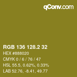 カラーコード: RGB 136 128.2 32 | qconv.com