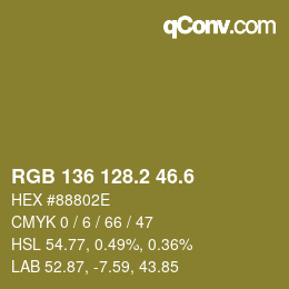 カラーコード: RGB 136 128.2 46.6 | qconv.com