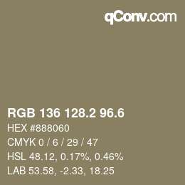 カラーコード: RGB 136 128.2 96.6 | qconv.com