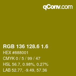カラーコード: RGB 136 128.6 1.6 | qconv.com
