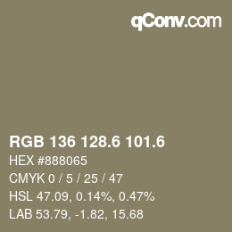 カラーコード: RGB 136 128.6 101.6 | qconv.com