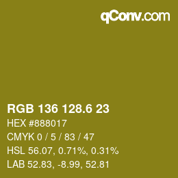 カラーコード: RGB 136 128.6 23 | qconv.com