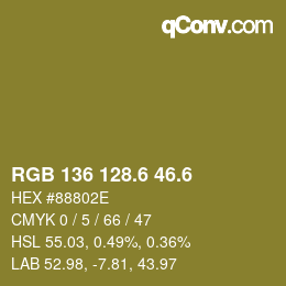 カラーコード: RGB 136 128.6 46.6 | qconv.com