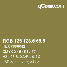 カラーコード: RGB 136 128.6 66.6 | qconv.com