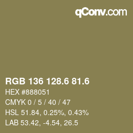 カラーコード: RGB 136 128.6 81.6 | qconv.com