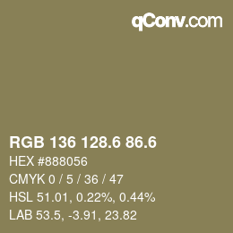 カラーコード: RGB 136 128.6 86.6 | qconv.com