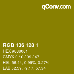 Color code: RGB 136 128 1 | qconv.com