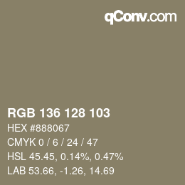 カラーコード: RGB 136 128 103 | qconv.com
