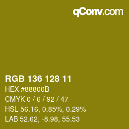 カラーコード: RGB 136 128 11 | qconv.com