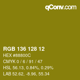 Color code: RGB 136 128 12 | qconv.com