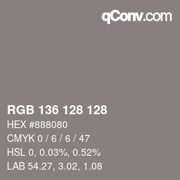 Color code: RGB 136 128 128 | qconv.com