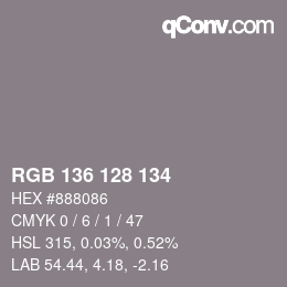 Color code: RGB 136 128 134 | qconv.com