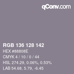 Color code: RGB 136 128 142 | qconv.com