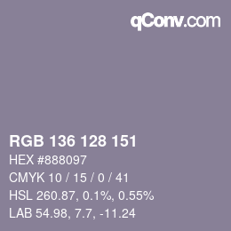 Color code: RGB 136 128 151 | qconv.com