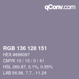 カラーコード: RGB 136 128 151 | qconv.com