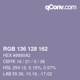 カラーコード: RGB 136 128 162 | qconv.com