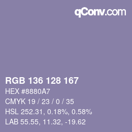 Color code: RGB 136 128 167 | qconv.com