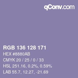 Color code: RGB 136 128 171 | qconv.com