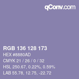Color code: RGB 136 128 173 | qconv.com