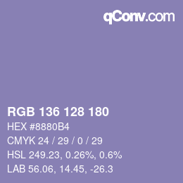 カラーコード: RGB 136 128 180 | qconv.com