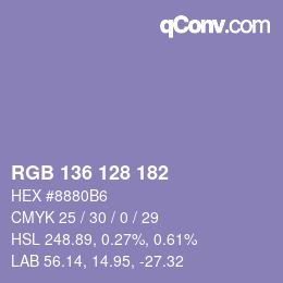Color code: RGB 136 128 182 | qconv.com