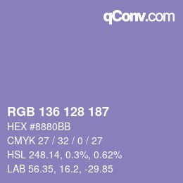 Color code: RGB 136 128 187 | qconv.com