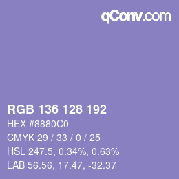 Color code: RGB 136 128 192 | qconv.com