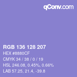 Color code: RGB 136 128 207 | qconv.com