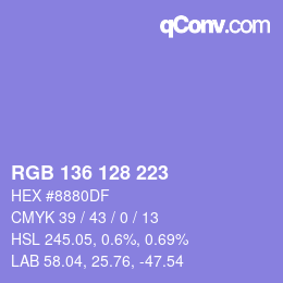Color code: RGB 136 128 223 | qconv.com