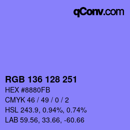 Color code: RGB 136 128 251 | qconv.com