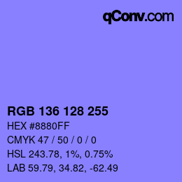 Color code: RGB 136 128 255 | qconv.com