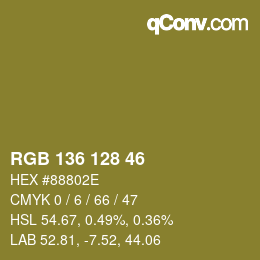 Color code: RGB 136 128 46 | qconv.com