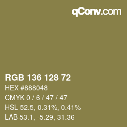 Código de color: RGB 136 128 72 | qconv.com