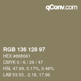 Farbcode: RGB 136 128 97 | qconv.com
