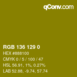 Color code: RGB 136 129 0 | qconv.com