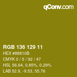 Color code: RGB 136 129 11 | qconv.com