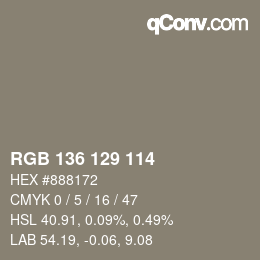 Color code: RGB 136 129 114 | qconv.com