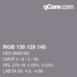 Color code: RGB 136 129 140 | qconv.com